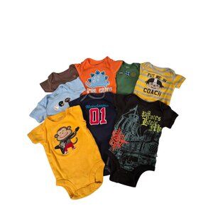 Newborn Baby Boys 8pc Short Sleeve Bodysuit Lot Carter’s Gerber Disney